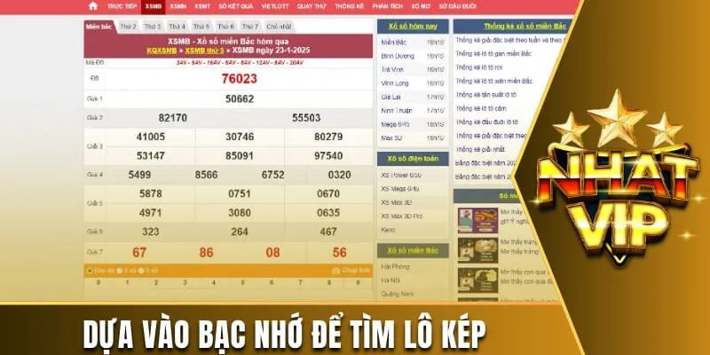 Dựa vào bạc nhớ để tìm lô kép